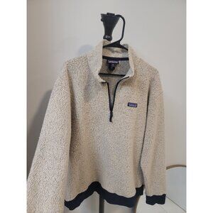 Patagonia Woolyester Fleece Pullover Men’s Large XXL Oatmeal Tan Navy
